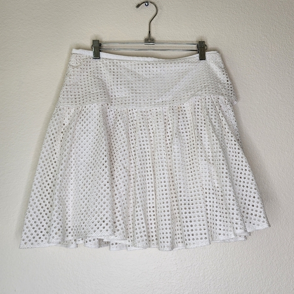 Rag & Bone White Cotton Eyelet Lace Lakewood Skirt 4 - Picture 3 of 7